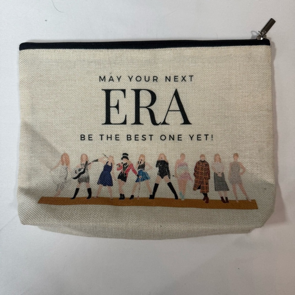 Beige Canvas Pouch with Graphic Design